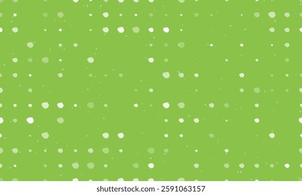Seamless background pattern of evenly spaced white aspen leafs of different sizes and opacity. Vector illustration on light green background with stars