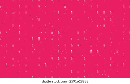 Seamless background pattern of evenly spaced white electric charging station symbols of different sizes and opacity. Vector illustration on pink background with stars