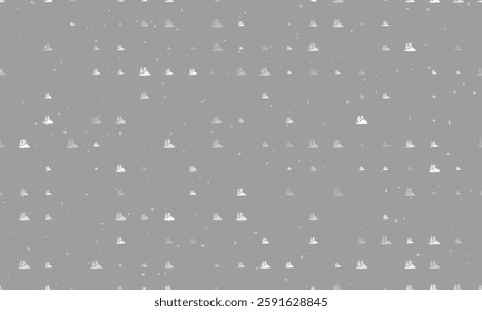 Seamless background pattern of evenly spaced white wild cactus symbols of different sizes and opacity. Vector illustration on gray background with stars
