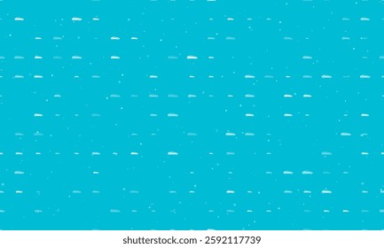 Seamless background pattern of evenly spaced white car symbols of different sizes and opacity. Vector illustration on cyan background with stars