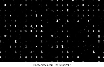 Seamless background pattern of evenly spaced white sanding machine symbols of different sizes and opacity. Vector illustration on black background with stars