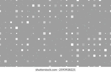 Seamless background pattern of evenly spaced white rounded square symbols of different sizes and opacity. Vector illustration on gray background with stars