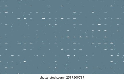 Seamless background pattern of evenly spaced white electric car symbols of different sizes and opacity. Vector illustration on blue gray background with stars
