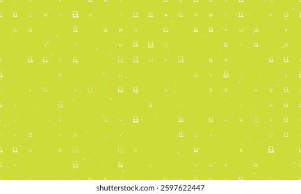 Seamless background pattern of evenly spaced white 3D printer symbols of different sizes and opacity. Vector illustration on lime background with stars