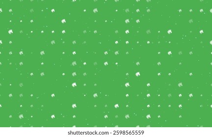 Seamless background pattern of evenly spaced white horse's head symbols of different sizes and opacity. Vector illustration on green background with stars