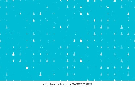 Seamless background pattern of evenly spaced white princess symbols of different sizes and opacity. Vector illustration on cyan background with stars