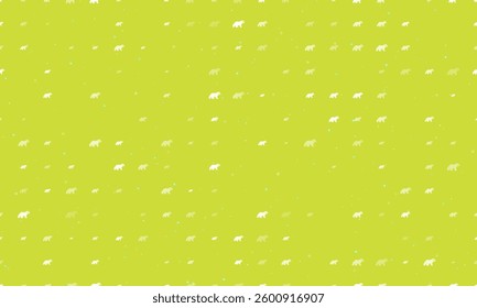 Seamless background pattern of evenly spaced white raccoon symbols of different sizes and opacity. Vector illustration on lime background with stars