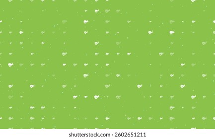 Seamless background pattern of evenly spaced white hare runs symbols of different sizes and opacity. Vector illustration on light green background with stars