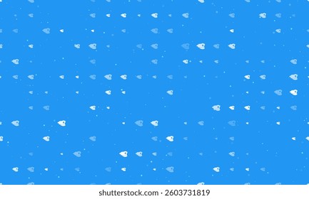Seamless background pattern of evenly spaced white police cap symbols of different sizes and opacity. Vector illustration on blue background with stars