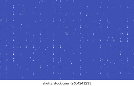 Seamless background pattern of evenly spaced white the world in a bottle symbols of different sizes and opacity. Vector illustration on indigo background with stars