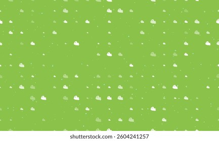 Seamless background pattern of evenly spaced white electric plane symbols of different sizes and opacity. Vector illustration on light green background with stars