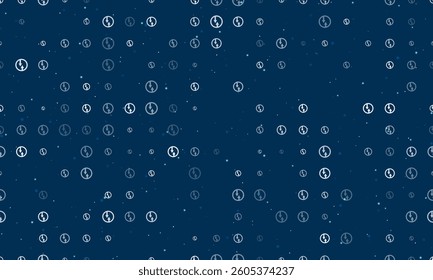 Seamless background pattern of evenly spaced white advantage of oncoming traffic signs of different sizes and opacity. Vector illustration on dark blue background with stars