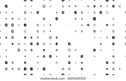 Seamless background pattern of evenly spaced black 3D printing filament symbols of different sizes and opacity. Vector illustration on white background