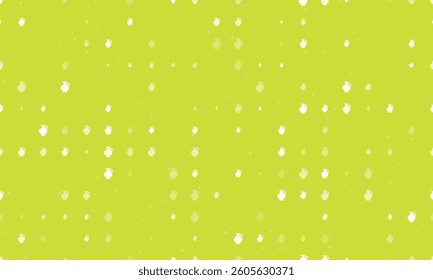 Seamless background pattern of evenly spaced white antique vase symbols of different sizes and opacity. Vector illustration on lime background with stars