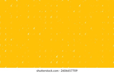 Seamless background pattern of evenly spaced white wild giraffe symbols of different sizes and opacity. Vector illustration on amber background with stars