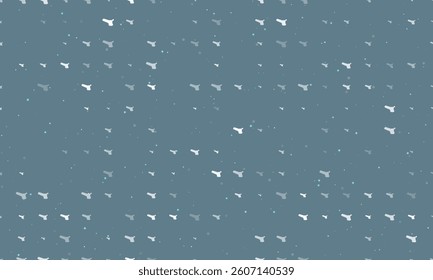 Seamless background pattern of evenly spaced white angle grinder symbols of different sizes and opacity. Vector illustration on blue gray background with stars