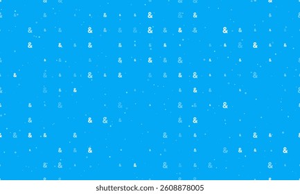 Seamless background pattern of evenly spaced white ampersand symbols of different sizes and opacity. Vector illustration on light blue background with stars