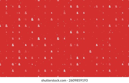 Seamless background pattern of evenly spaced white ampersand symbols of different sizes and opacity. Vector illustration on red background with stars