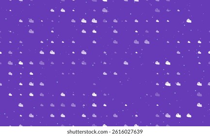 Seamless background pattern of evenly spaced white electric plane symbols of different sizes and opacity. Vector illustration on deep purple background with stars