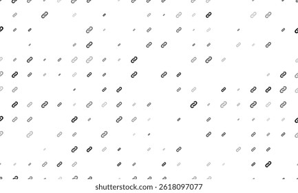 Patrón de fondo sin fisuras de símbolos de cadena negra uniformemente espaciados de diferentes tamaños y opacidad. Ilustración vectorial sobre fondo blanco