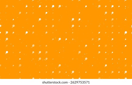 Seamless background pattern of evenly spaced white table tennis symbols of different sizes and opacity. Vector illustration on orange background with stars