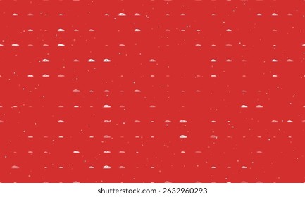 Seamless background pattern of evenly spaced white electric car symbols of different sizes and opacity. Vector illustration on red background with stars