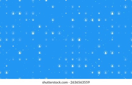 Seamless background pattern of evenly spaced white a drop of oil symbols of different sizes and opacity. Vector illustration on blue background with stars