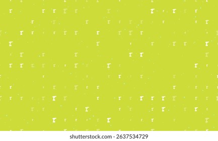 Seamless background pattern of evenly spaced white electric screwdriver symbols of different sizes and opacity. Vector illustration on lime background with stars
