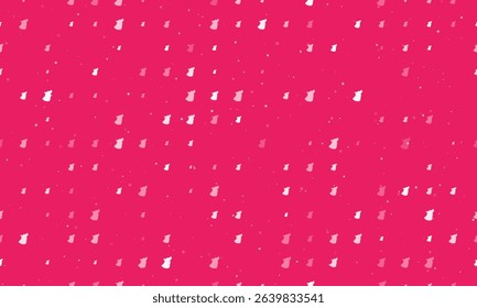 Seamless background pattern of evenly spaced white wolf head symbols of different sizes and opacity. Vector illustration on pink background with stars