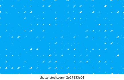 Seamless background pattern of evenly spaced white bird sparrow symbols of different sizes and opacity. Vector illustration on light blue background with stars