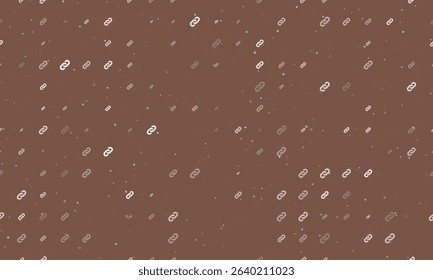 Seamless background pattern of evenly spaced white chain symbols of different sizes and opacity. Vector illustration on brown background with stars