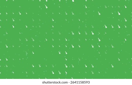 Seamless background pattern of evenly spaced white paint brush symbols of different sizes and opacity. Vector illustration on green background with stars