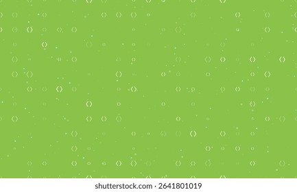 Seamless background pattern of evenly spaced white angle brackets symbols of different sizes and opacity. Vector illustration on light green background with stars