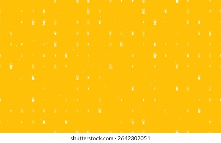 Seamless background pattern of evenly spaced white electric charging station symbols of different sizes and opacity. Vector illustration on amber background with stars