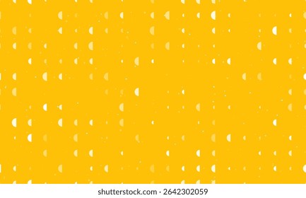Seamless background pattern of evenly spaced white semicircle symbols of different sizes and opacity. Vector illustration on amber background with stars