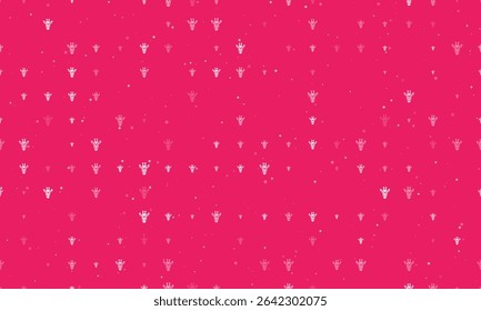 Seamless background pattern of evenly spaced white giraffe head symbols of different sizes and opacity. Vector illustration on pink background with stars