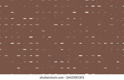 Seamless background pattern of evenly spaced white minus symbols of different sizes and opacity. Vector illustration on brown background with stars