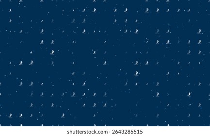 Padrão de fundo uniforme de símbolos de futebol feminino branco uniformemente espaçados de diferentes tamanhos e opacidade. Ilustração vetorial sobre fundo azul escuro com estrelas
