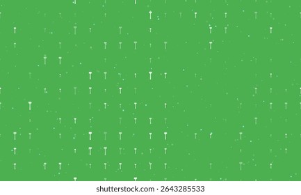 Padrão de fundo uniforme de símbolos de martelo branco uniformemente espaçados de diferentes tamanhos e opacidade. Ilustração vetorial em fundo verde com estrelas
