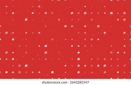 Seamless background pattern of evenly spaced white horse's head symbols of different sizes and opacity. Vector illustration on red background with stars