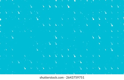 Seamless background pattern of evenly spaced white paint brush symbols of different sizes and opacity. Vector illustration on cyan background with stars