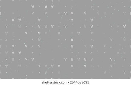 Padrão de fundo uniforme de símbolos de cabeça de lebre branca uniformemente espaçados de diferentes tamanhos e opacidade. Ilustração vetorial em fundo cinza com estrelas