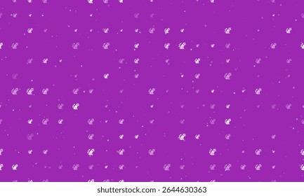 Padrão de plano de fundo uniforme de símbolos de guaxinim brancos uniformemente espaçados de diferentes tamanhos e opacidade. Ilustração vetorial em fundo roxo com estrelas