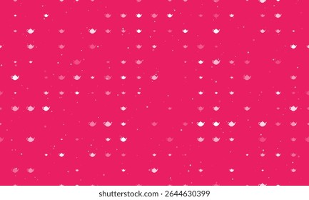 Padrão de plano de fundo uniforme de bule branco com espaçamento uniforme para símbolos de chá de diferentes tamanhos e opacidade. Ilustração vetorial sobre fundo rosa com estrelas