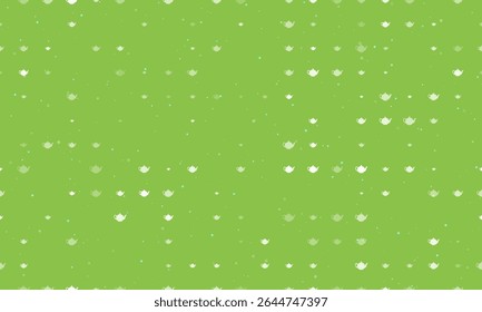 Seamless background pattern of evenly spaced white teapot for tea symbols of different sizes and opacity. Vector illustration on light green background with stars