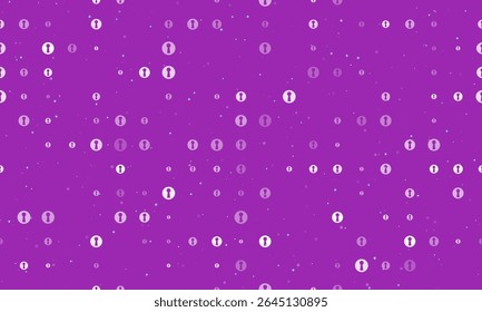 Seamless background pattern of evenly spaced white keyhole symbols of different sizes and opacity. Vector illustration on purple background with stars