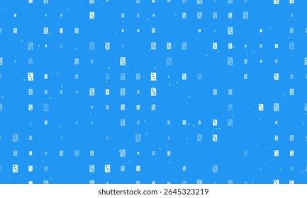Seamless background pattern of evenly spaced white Three of Clubs playing cards of different sizes and opacity. Vector illustration on blue background with stars