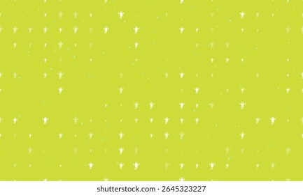 Seamless background pattern of evenly spaced white giraffe head symbols of different sizes and opacity. Vector illustration on lime background with stars