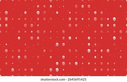 Padrão de fundo uniforme de gorilas brancas com espaçamento uniforme de diferentes tamanhos e opacidade. Ilustração vetorial sobre fundo vermelho com estrelas