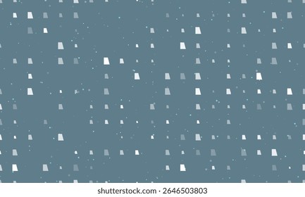 Padrão de plano de fundo uniforme de símbolos de trapézio branco uniformemente espaçados de diferentes tamanhos e opacidade. Ilustração vetorial no fundo cinza azul com estrelas